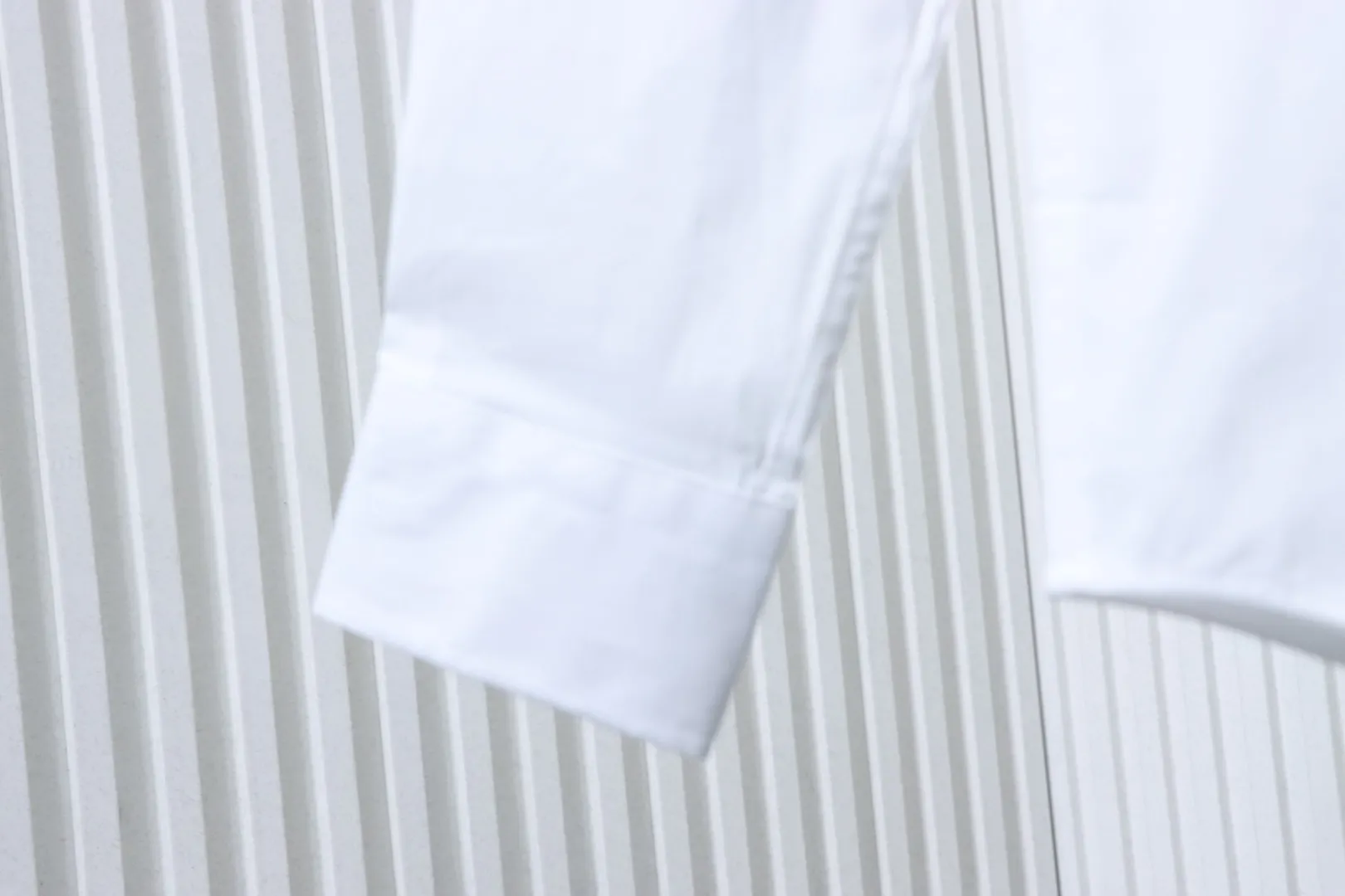 EKD Embroidered Cotton Poplin Long Sleeve Shirt - White - Right Sleeve