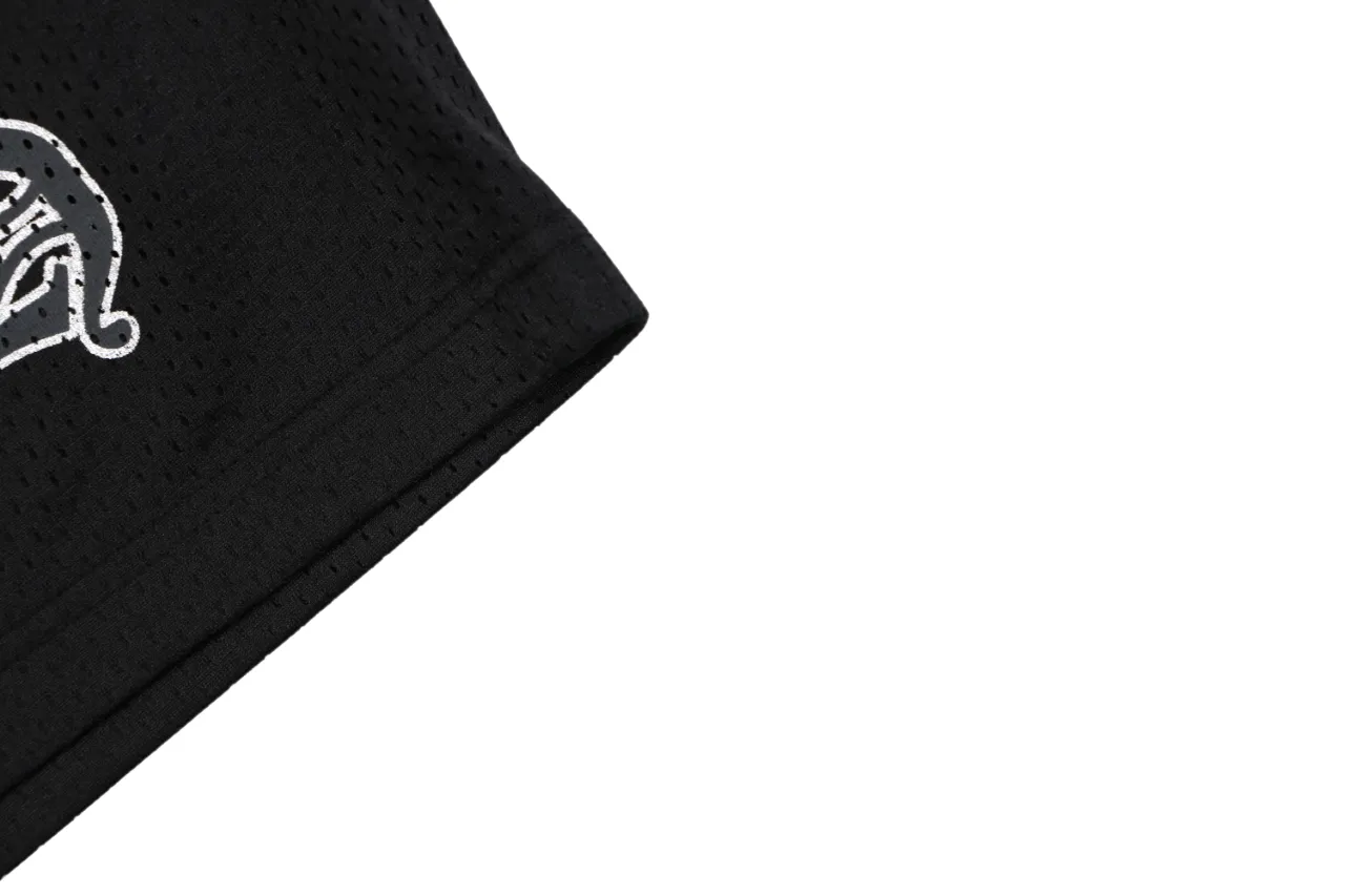 Glitter Script Mesh Shorts - Bottom Hem