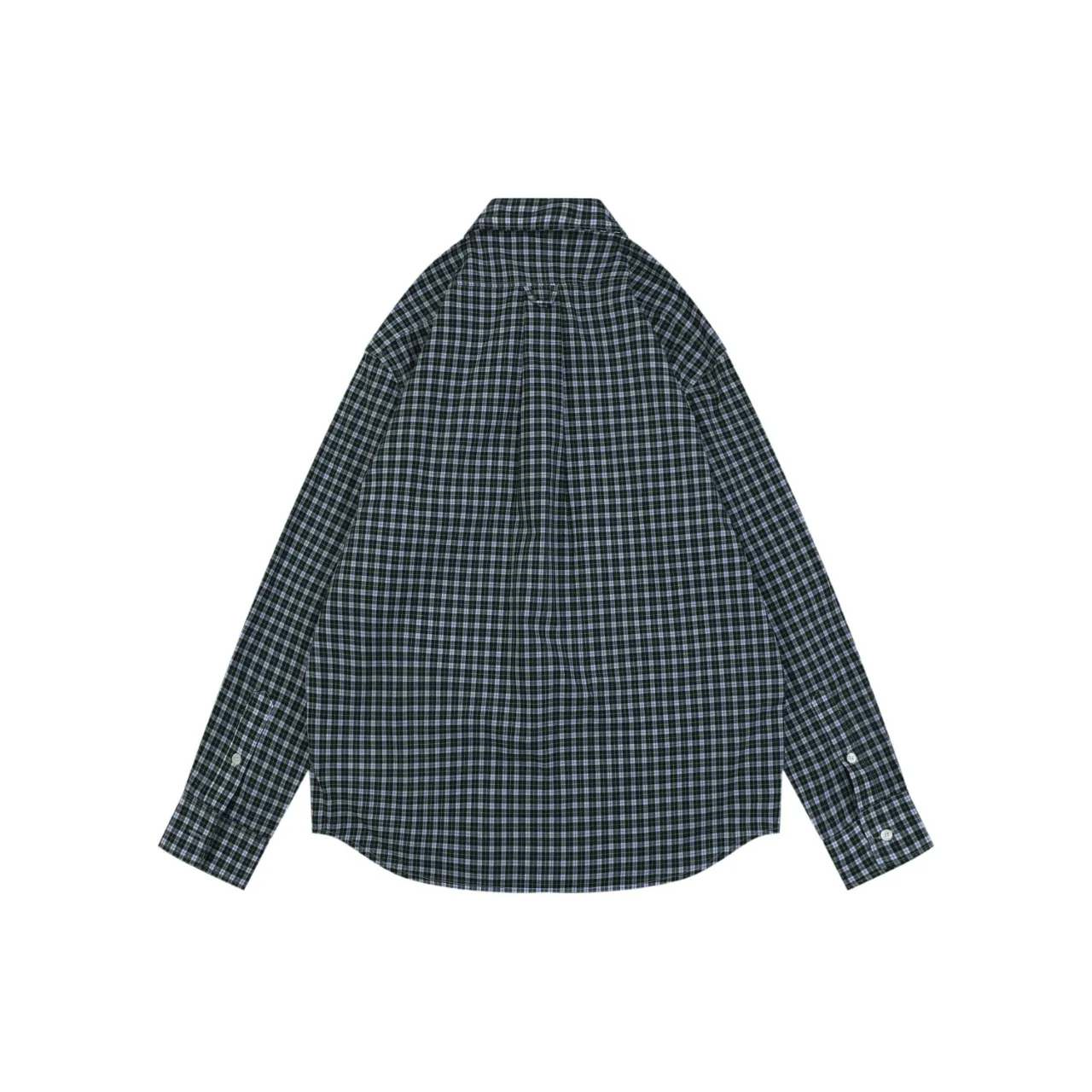 Green Check Poplin Embroidered Long Sleeve Shirt - Back