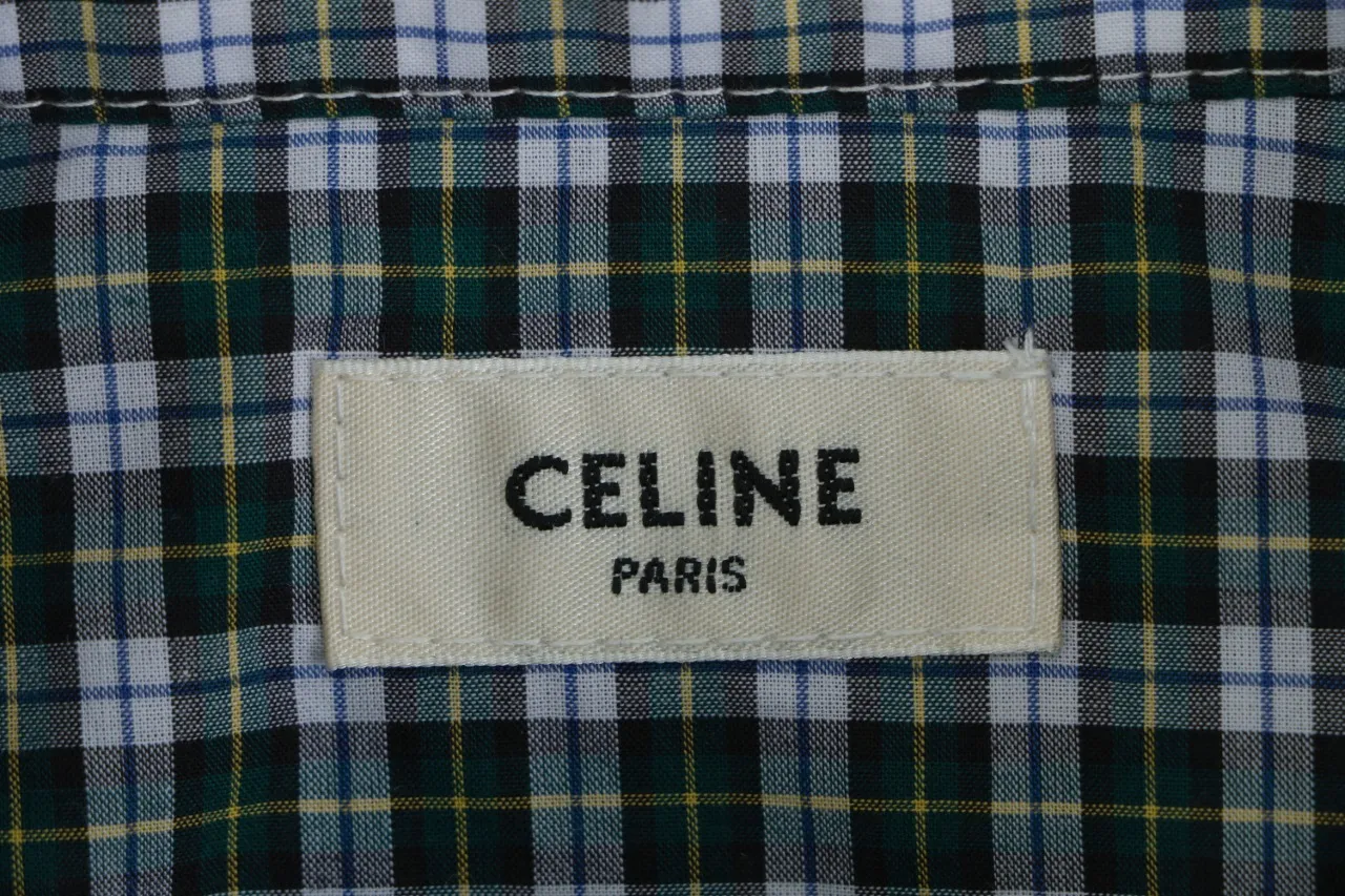 Green Check Poplin Embroidered Long Sleeve Shirt - Brand Tag