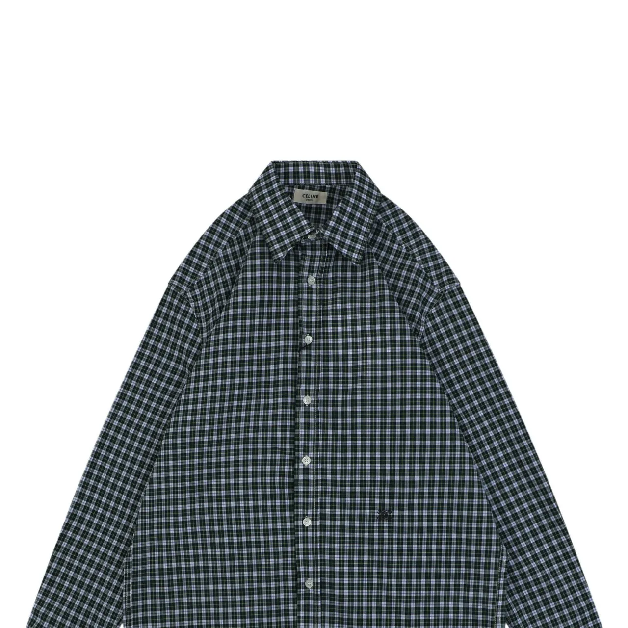 Green Check Poplin Embroidered Long Sleeve Shirt - Details