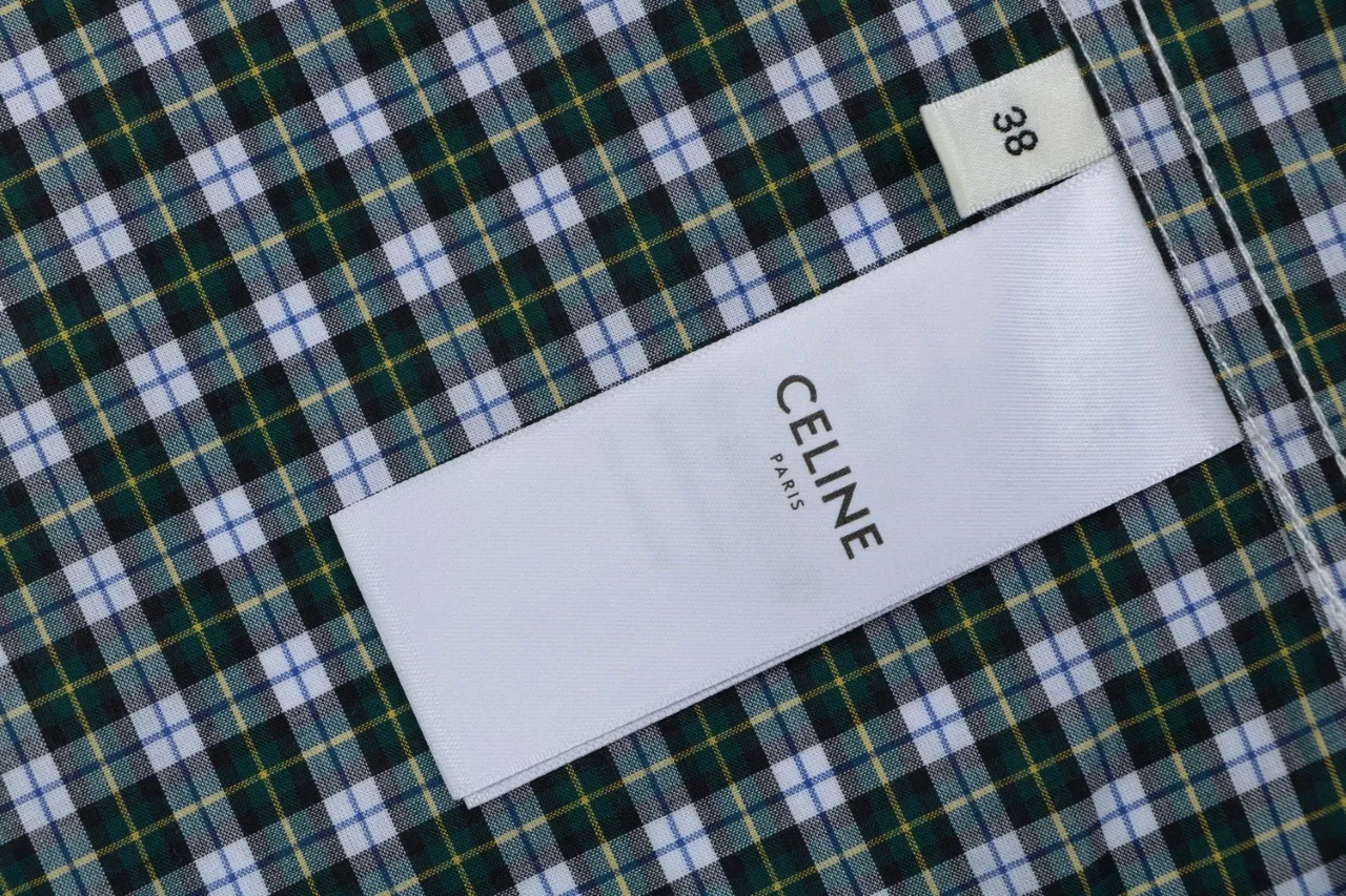 Green Check Poplin Embroidered Long Sleeve Shirt - Label