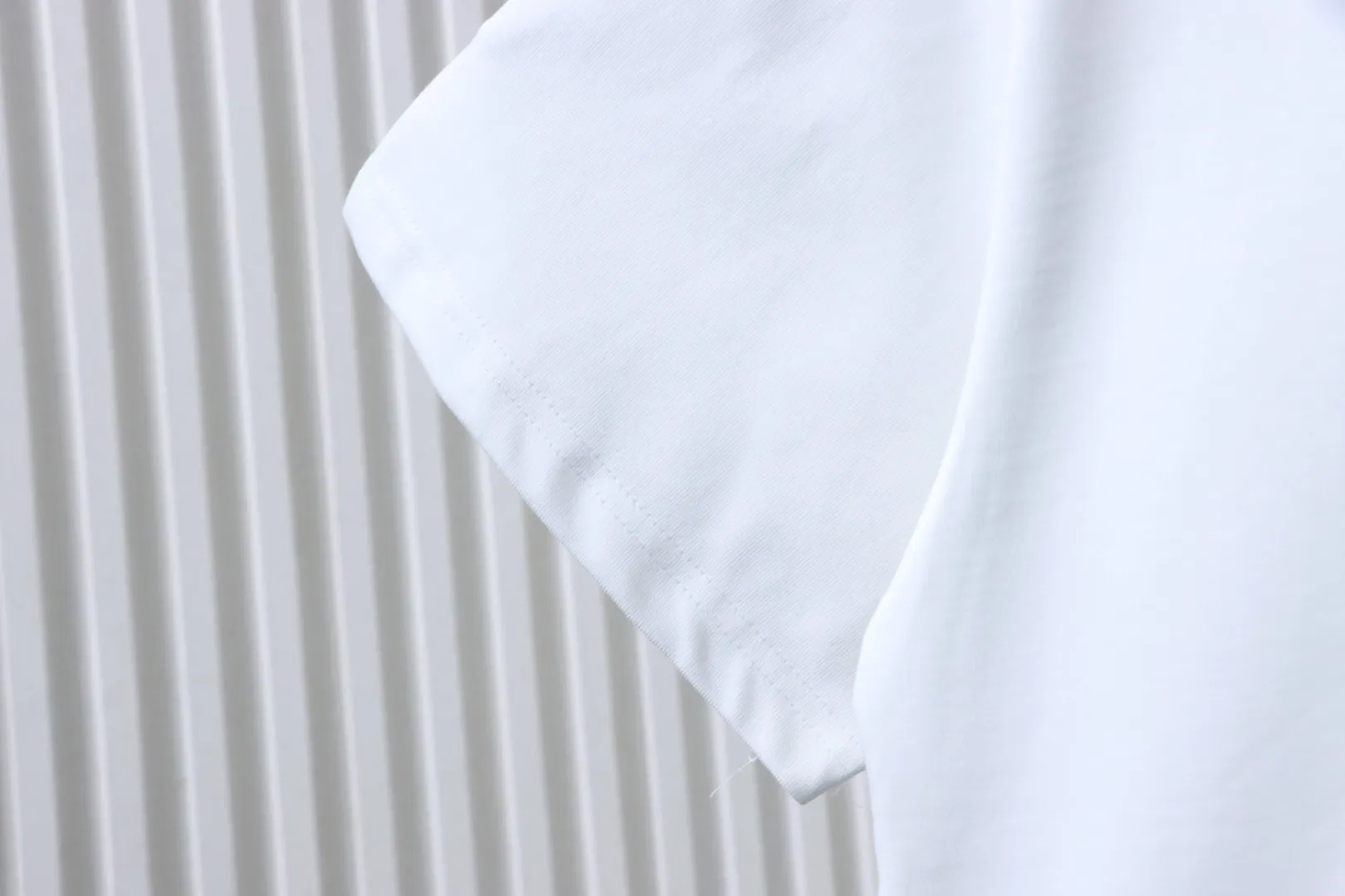 Grid Embroidered Logo Unisex T-Shirt - White - Right Sleeve