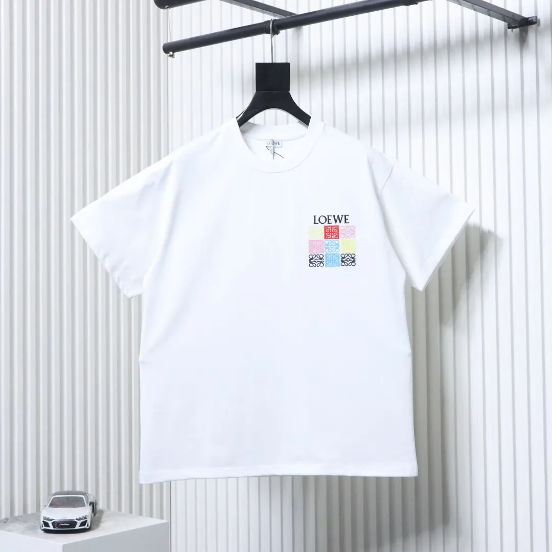 Grid Embroidered Logo Unisex T-Shirt - White