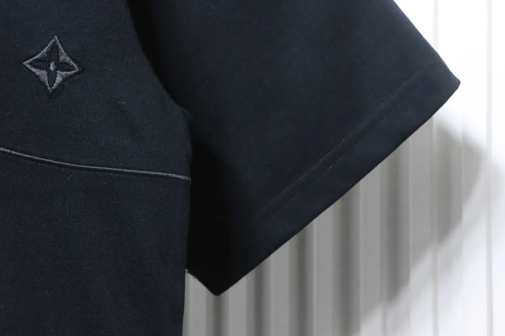 Monogram Embroidered Cotton T-Shirt - Left Sleeve