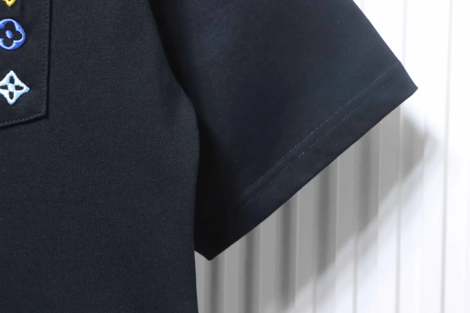 Monogram Pocket Embroidered Cotton T-Shirt - Left Sleeve