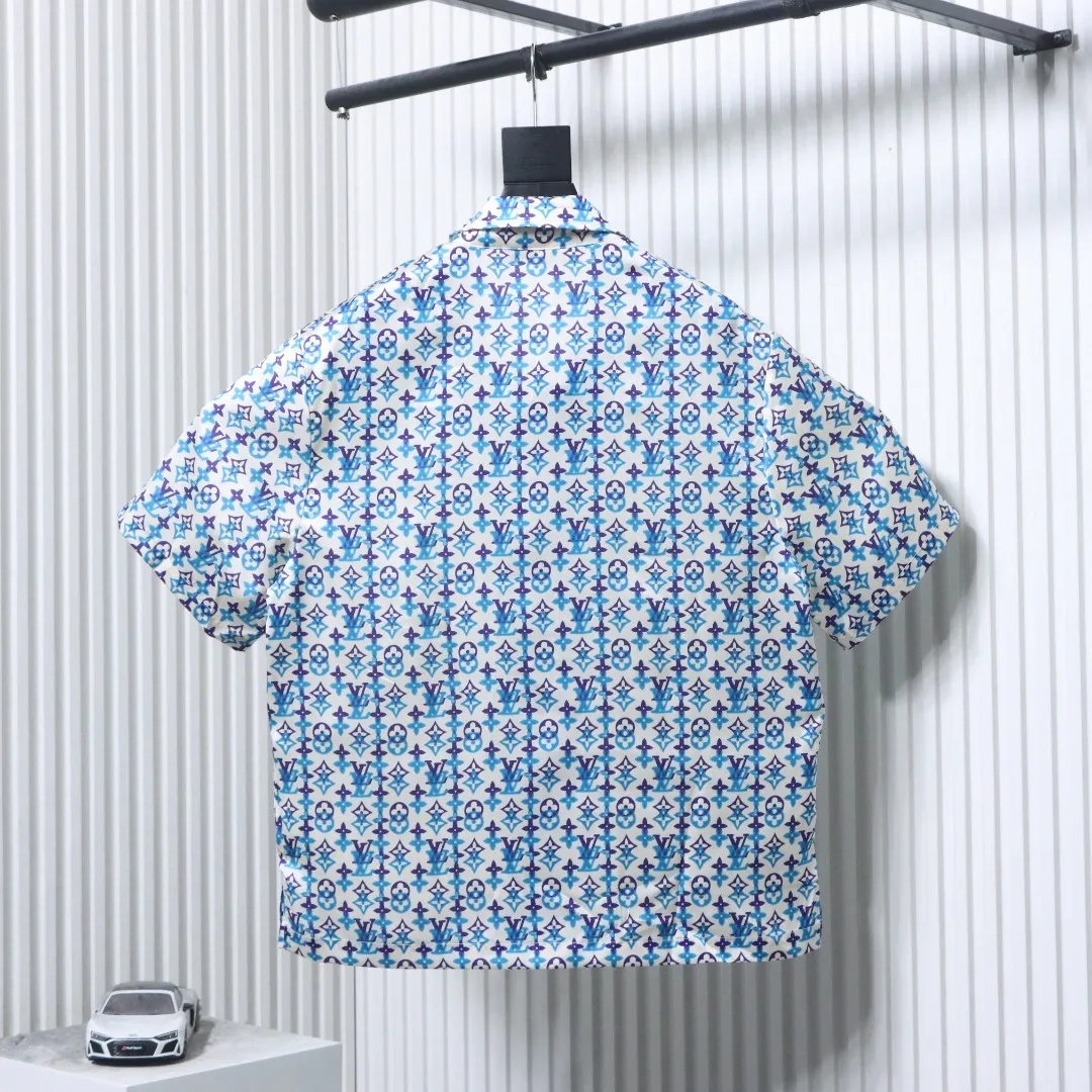 Monogram Silk Blend Print Short Sleeve Shirt - Back