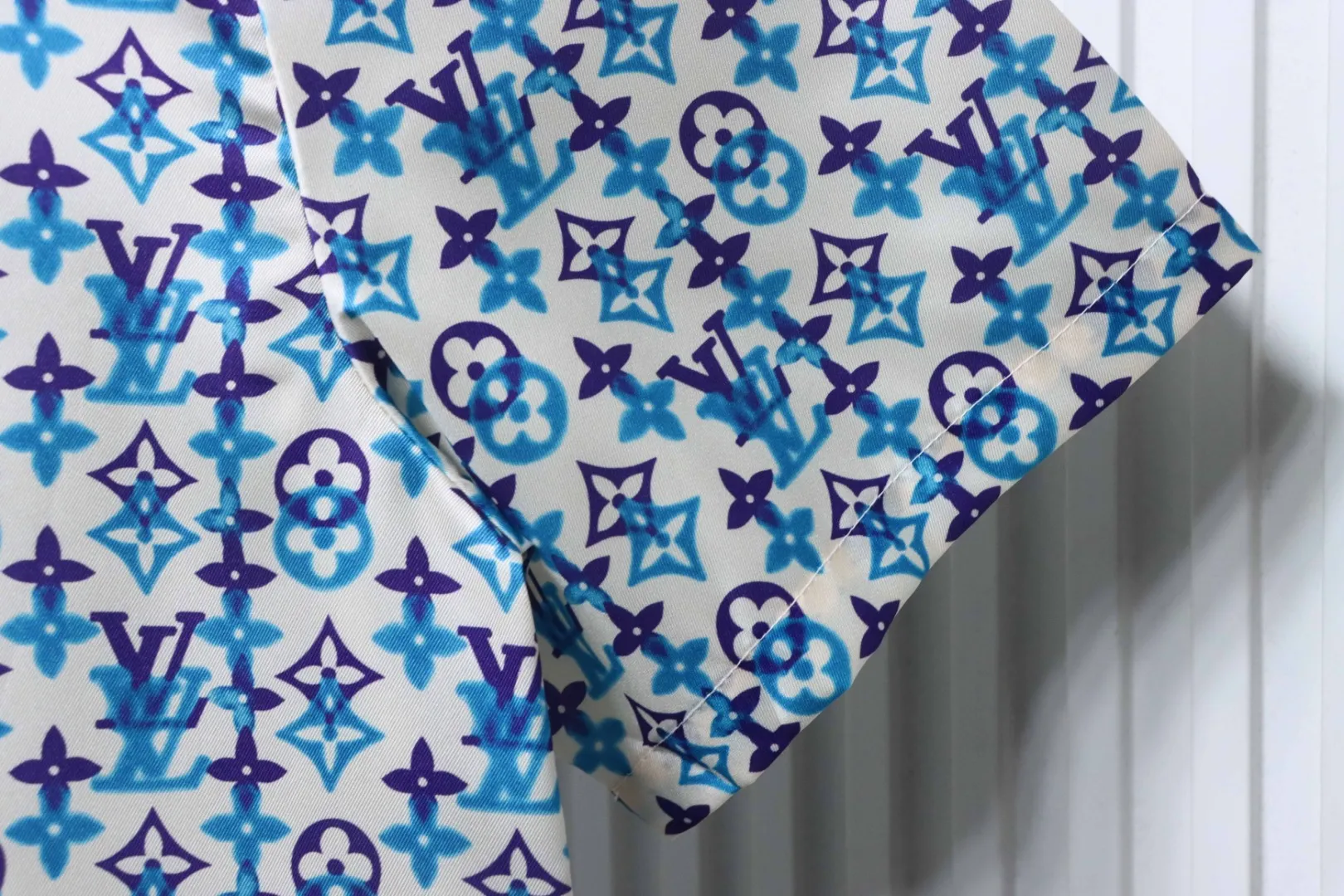 Monogram Silk Blend Print Short Sleeve Shirt - Left Sleeve