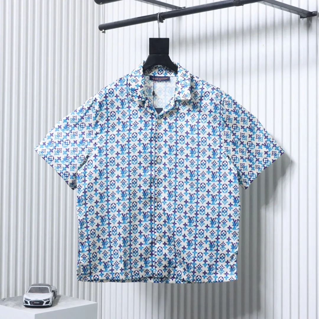 Monogram Silk Blend Print Short Sleeve Shirt