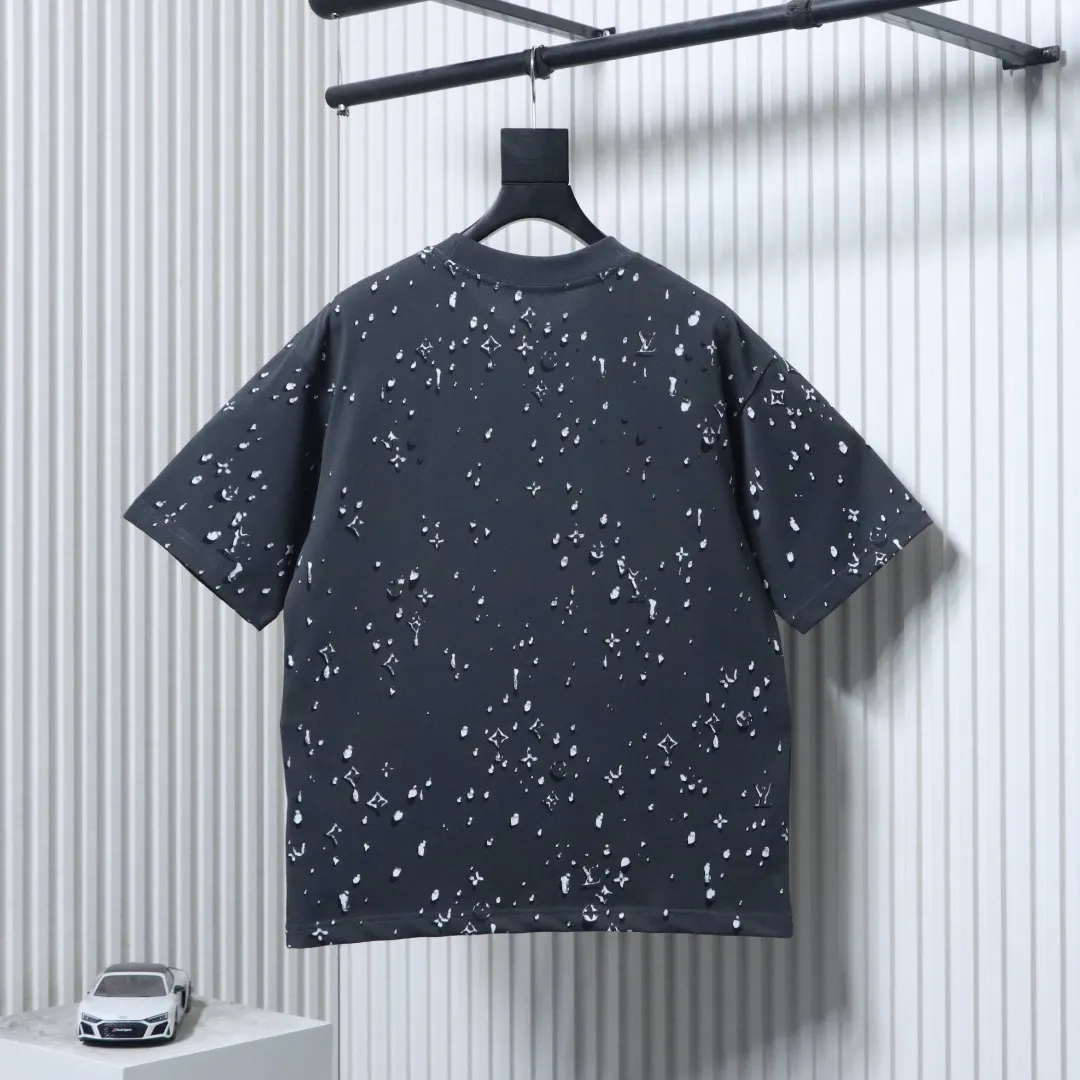 Monogram Water Drop Print Cotton T-Shirt - Back