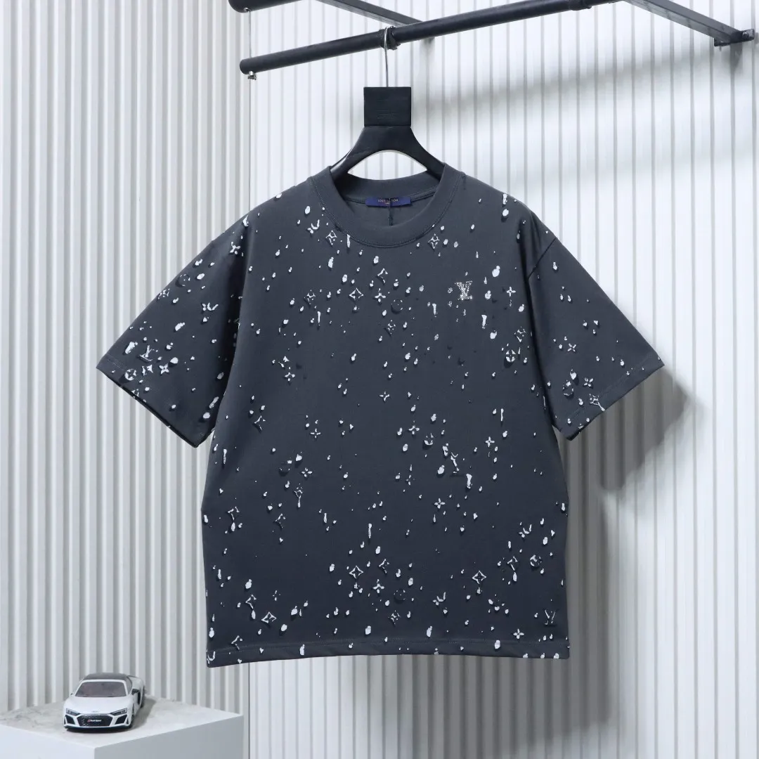 Monogram Water Drop Print Cotton T-Shirt