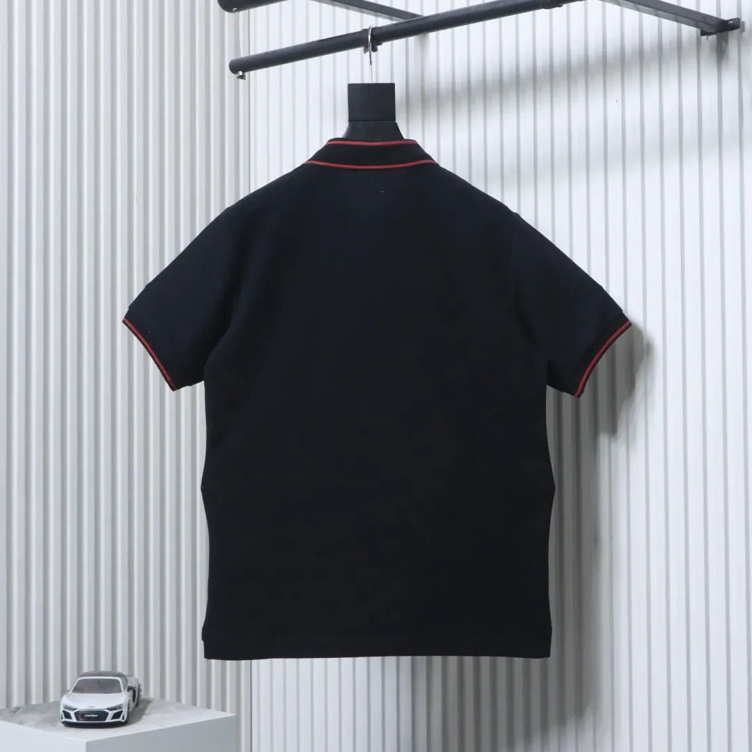 Ribbed Jacquard Polo Shirt Slim Fit - Black - Back