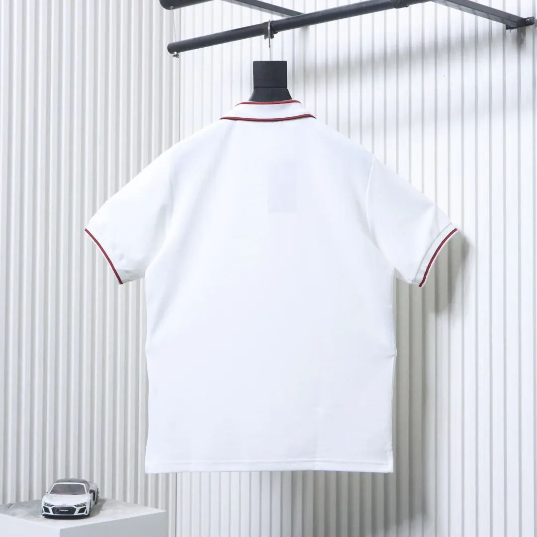 Ribbed Jacquard Polo Shirt Slim Fit - White - Back