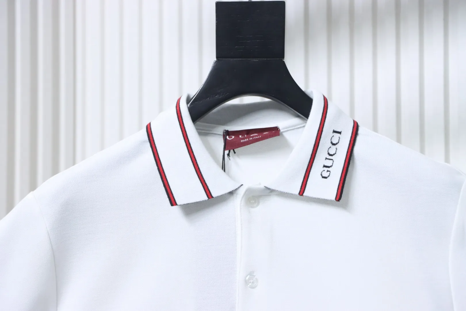 Ribbed Jacquard Polo Shirt Slim Fit - White - Collar