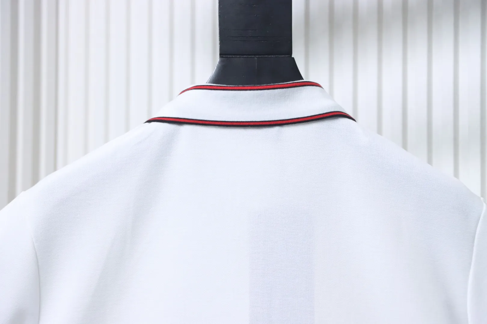 Ribbed Jacquard Polo Shirt Slim Fit - White - Details