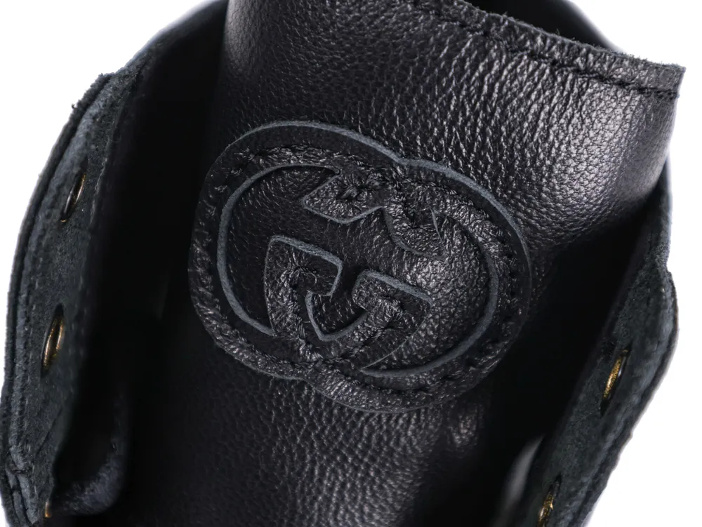 Stretch High-Top Leather Sneaker Black - Logo Patch