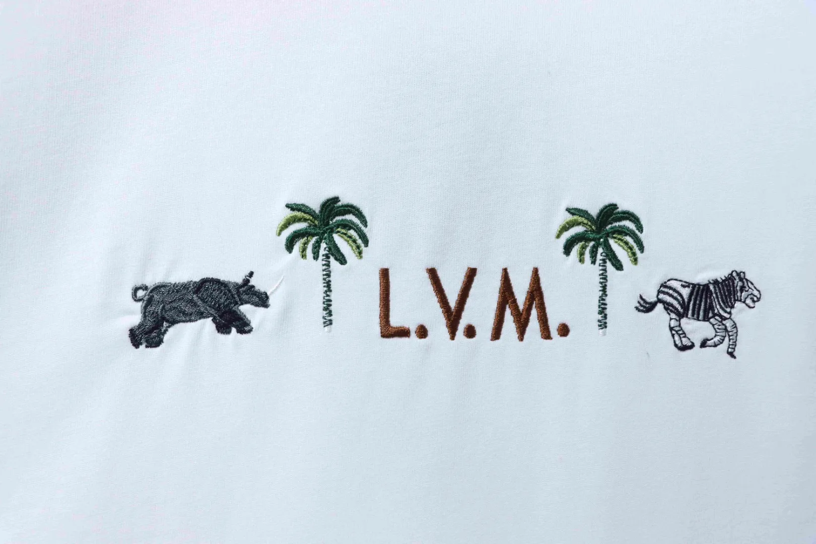 Tropical Animal Embroidered Cotton T-Shirt - Logo