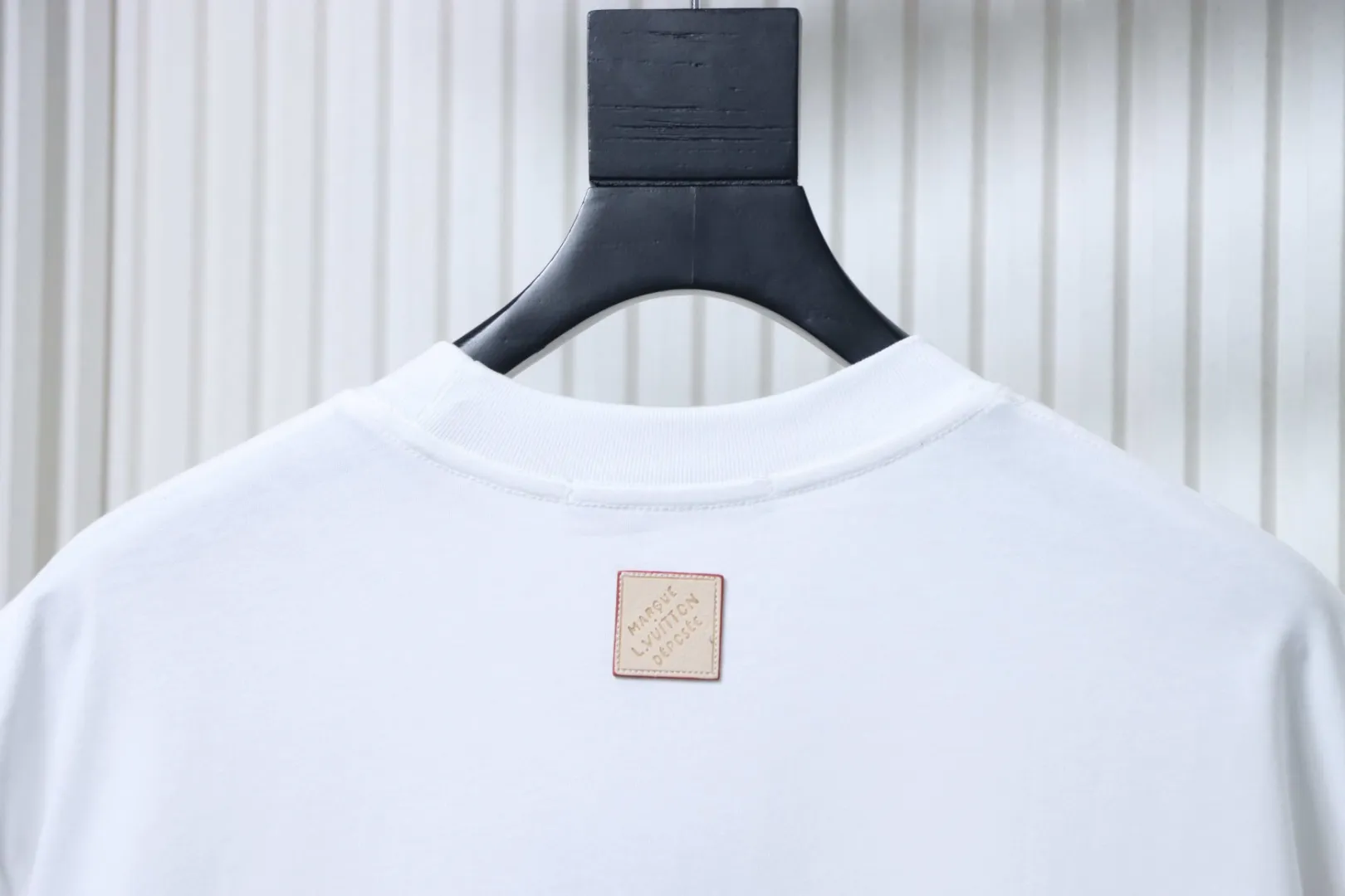 Tropical Animal Embroidered Cotton T-Shirt - Neckline Back