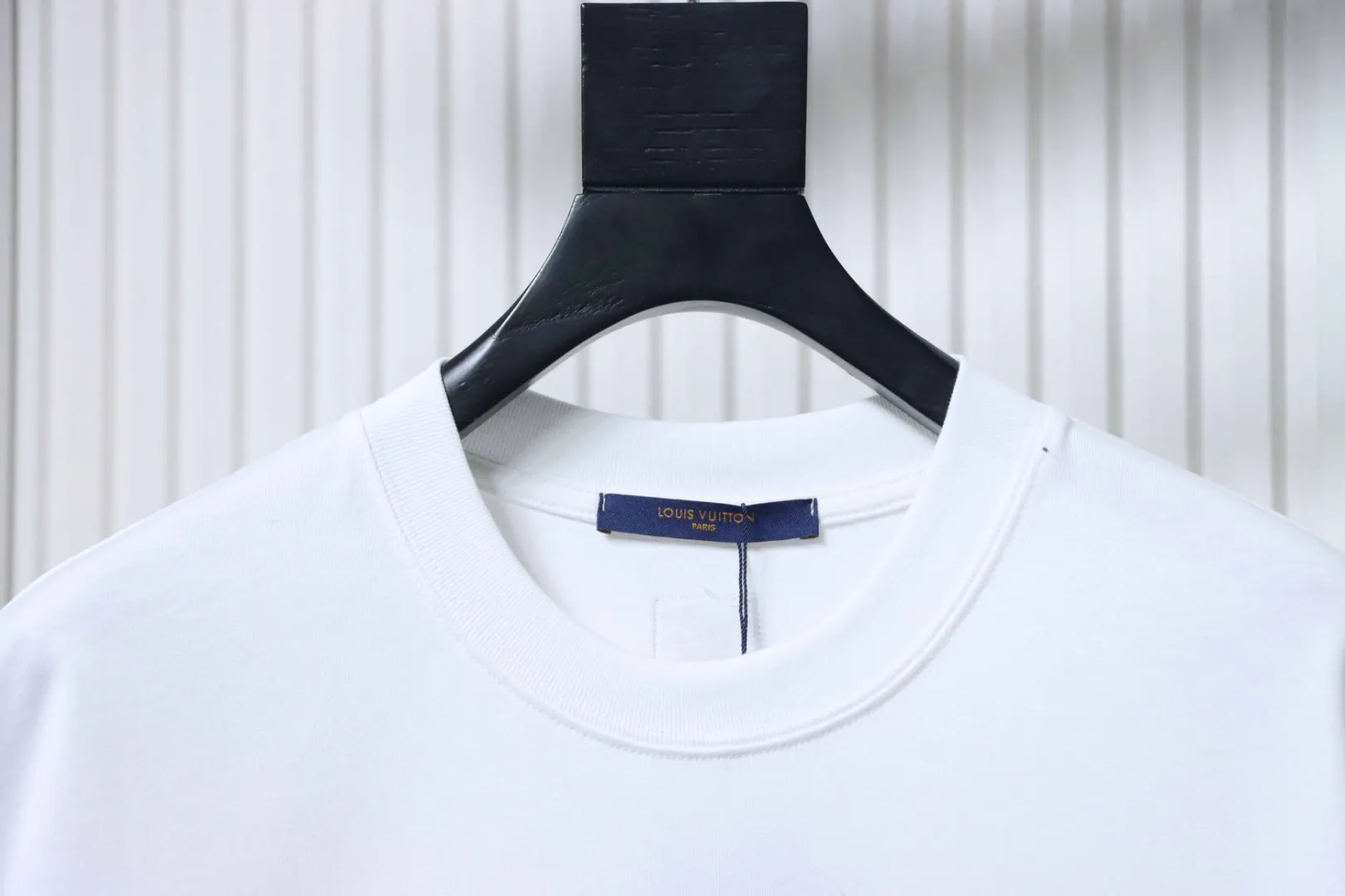 Tropical Animal Embroidered Cotton T-Shirt - Neckline Front