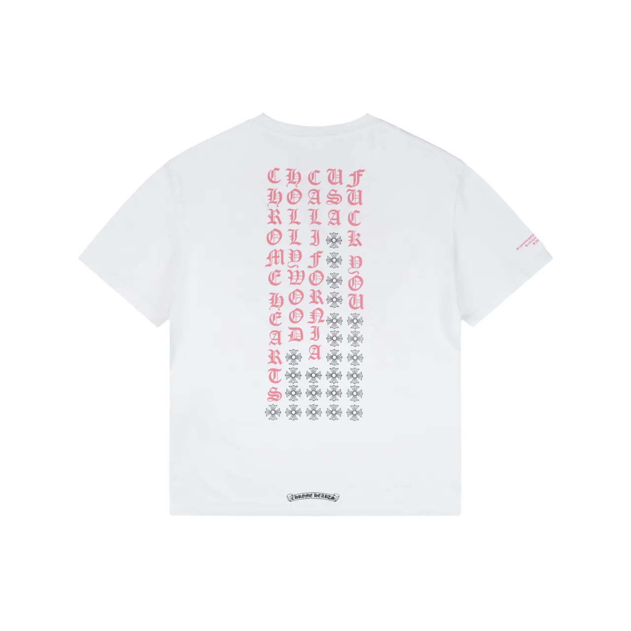 Vertical Cross Script Cotton T-Shirt - White - Back