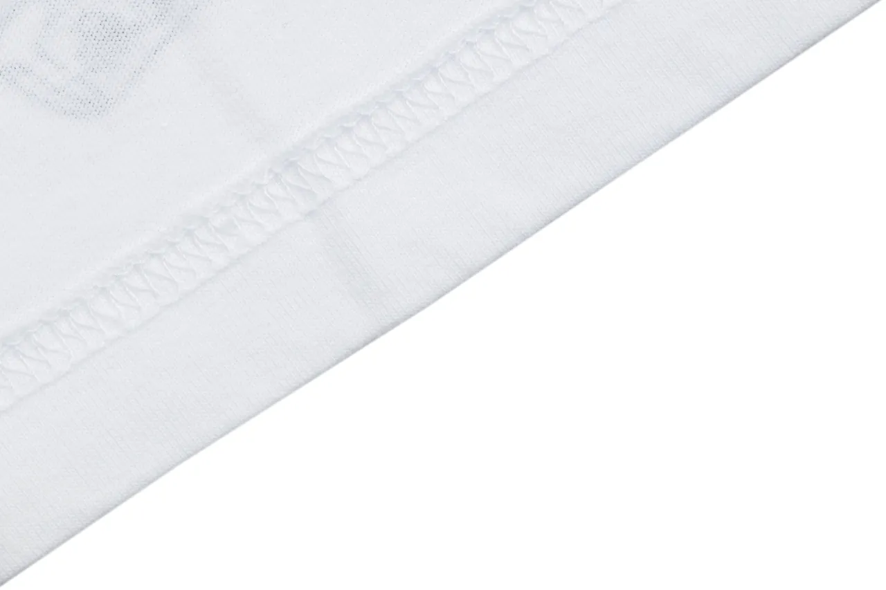 Vertical Cross Script Cotton T-Shirt - White - Bottom Hem