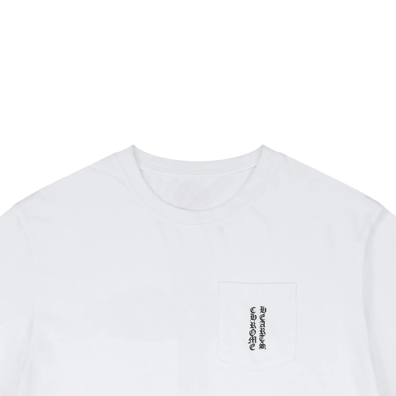 Vertical Cross Script Cotton T-Shirt - White - Close up