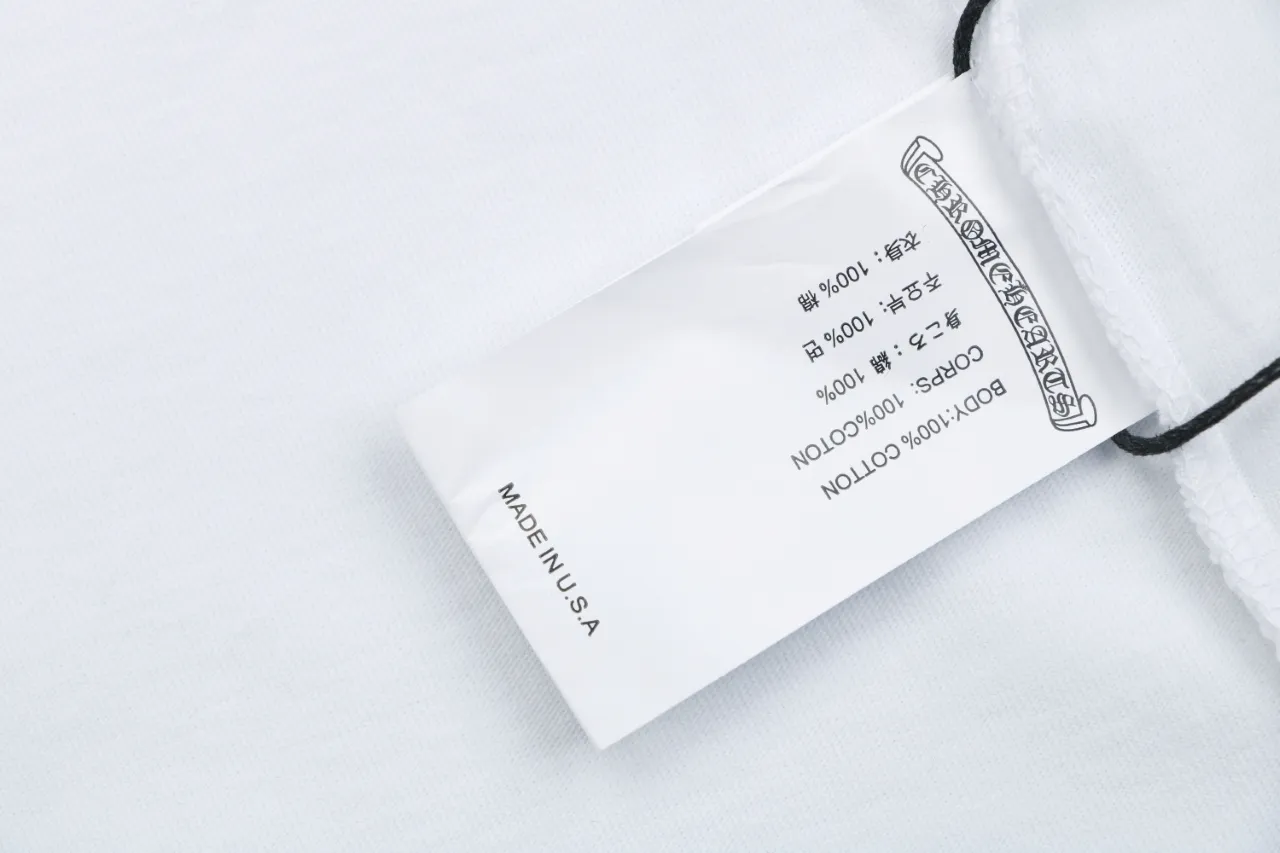 Vertical Cross Script Cotton T-Shirt - White - Label