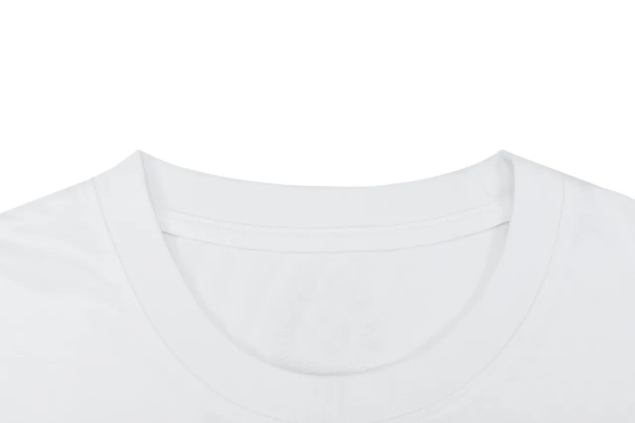 Vertical Cross Script Cotton T-Shirt - White - Neckline