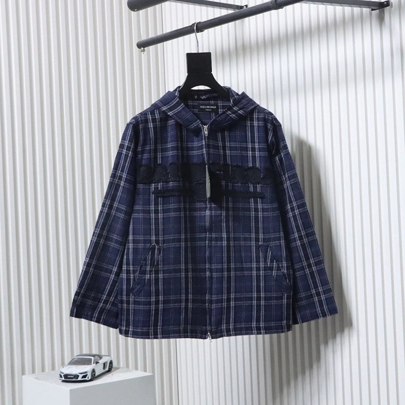 25 Fw Blue Checkered Jacket