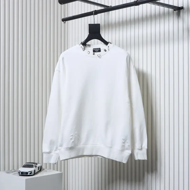 Collar Piercing Buckle Rivet Sweatshirt