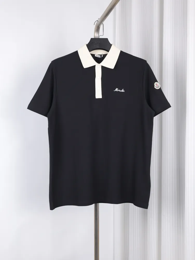Color Block Snap Button Pique Polo Shirt