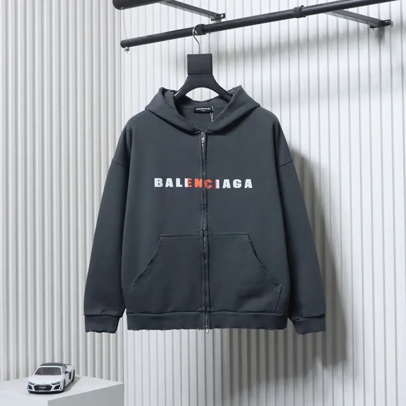 Damaged Double-Zipper Jacket with Colorful Logo Embroidery