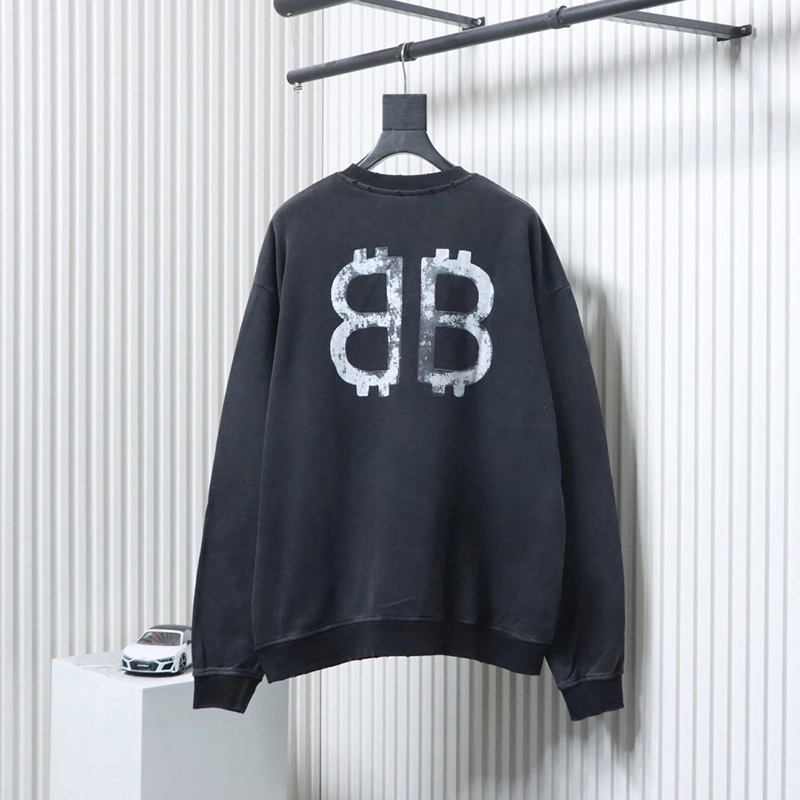 Destroyed Hand-Painted Logo Gradient Print Sweatshirt