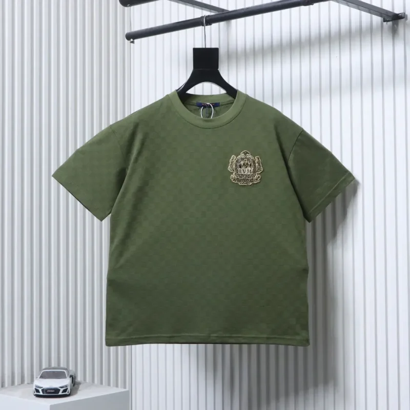 Embroidered Badge Checkered T-Shirt