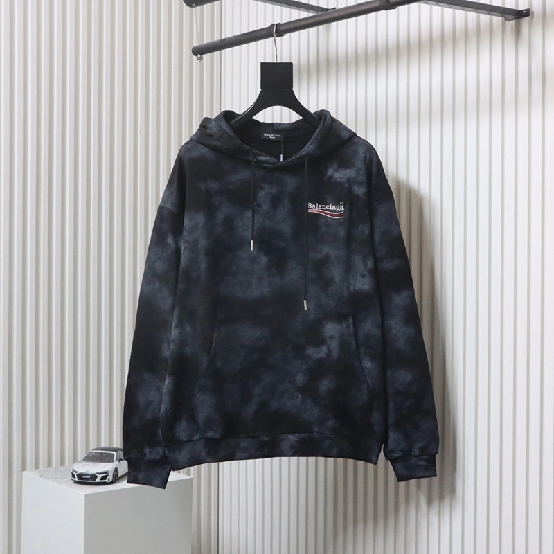 Embroidered Mud-Dyed Distressed Logo Hoodie
