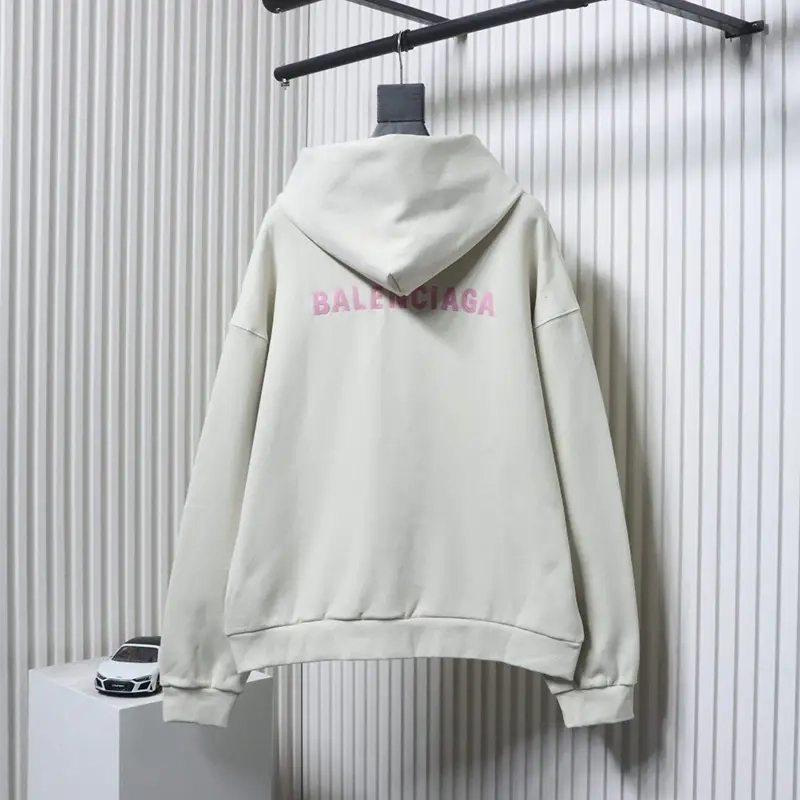 Embroidered Pink Lettering Hooded Zip-up Hoodie