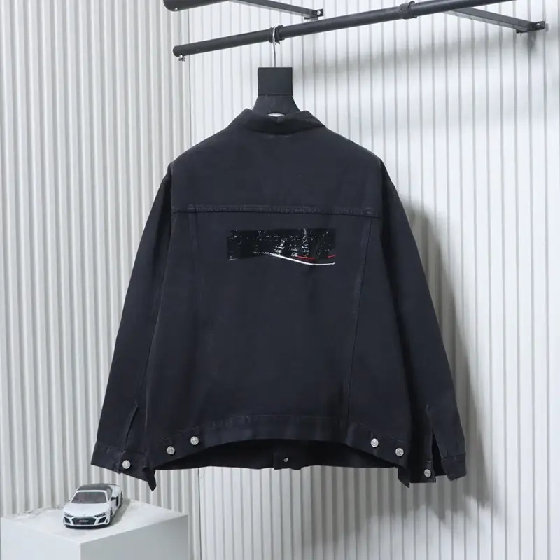 Embroidered and Taped Logo Denim Jacket