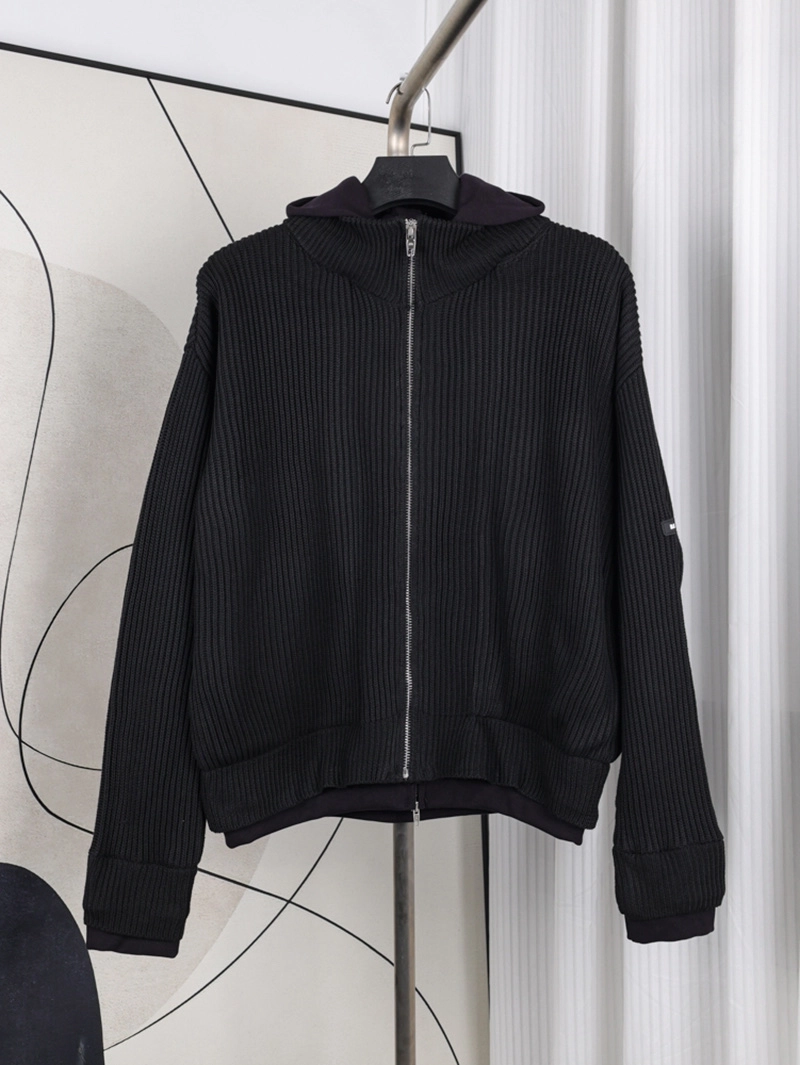 Faux Two-Piece Hooded Sweater with Arm Logo