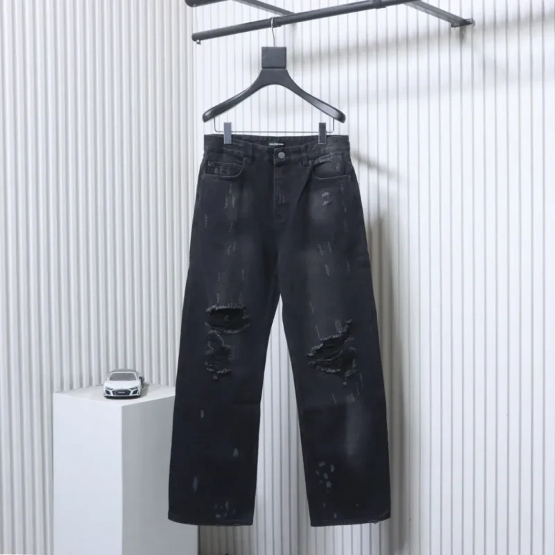 Hand-Distressed Baggy Jeans
