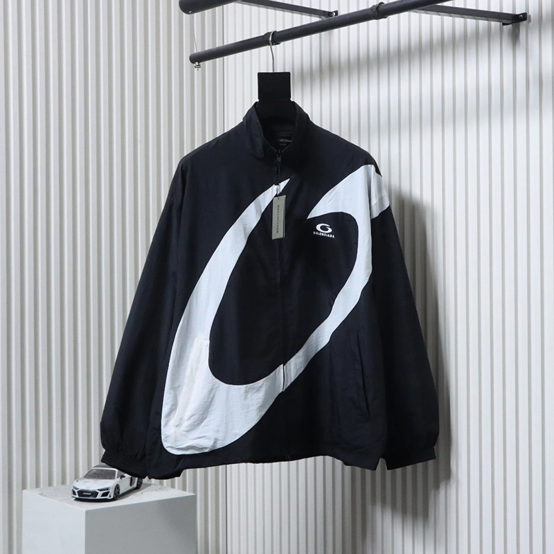 Logo Black and White Half-Ring Patchwork Jacket