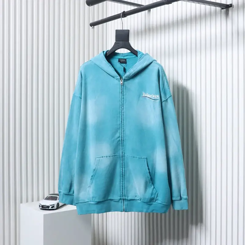 Logo Tie-Dye Embroidered Zip-up Hoodie