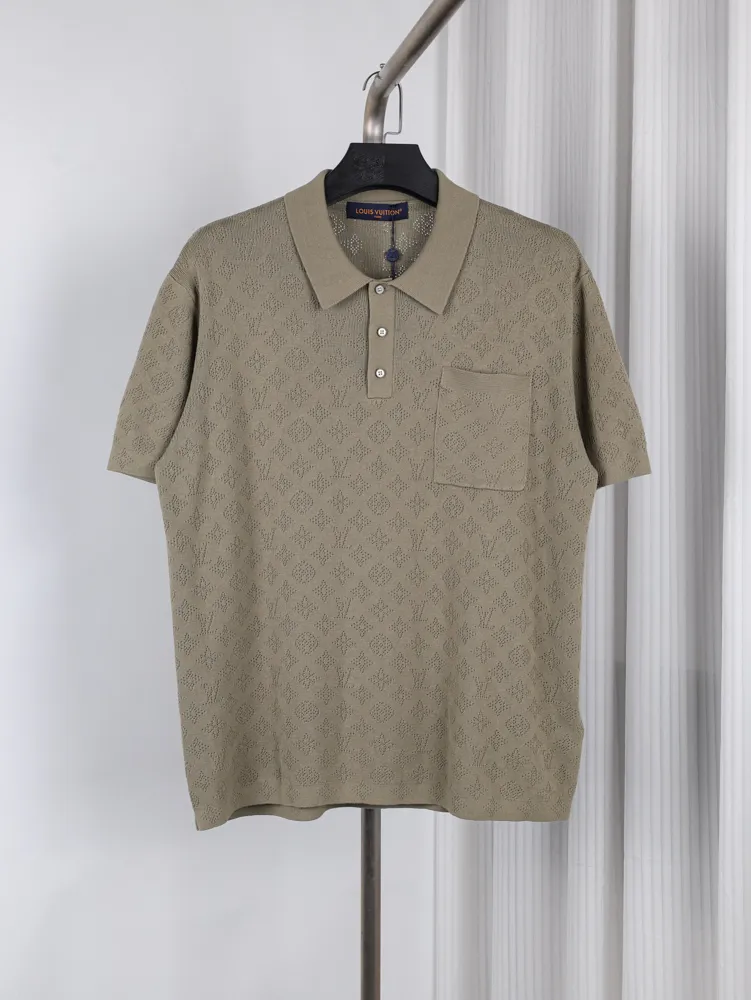 Monogram Openwork Knit Polo T-Shirt