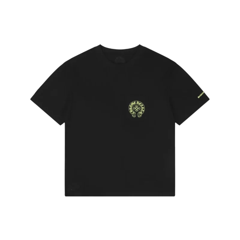 Pocket Yellow Sanskrit Scroll Print T-Shirt