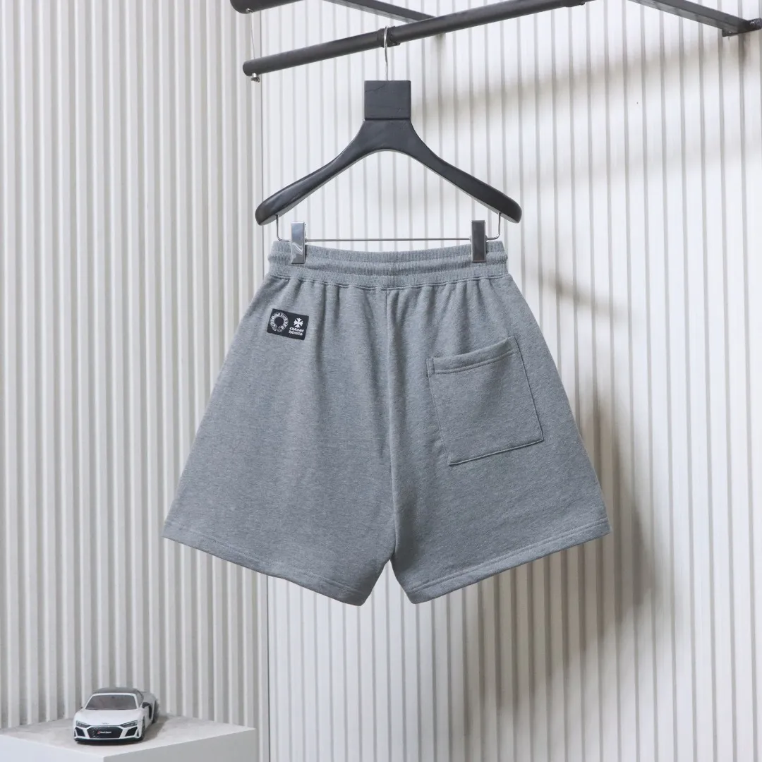 Red Mouth Embroidered Shorts - Rear Gray