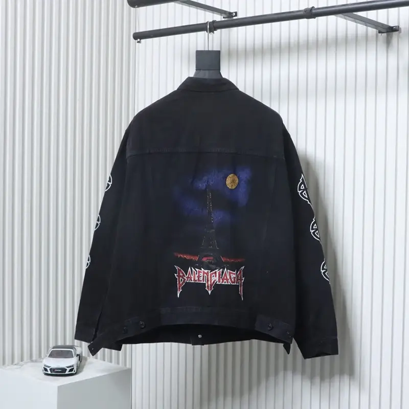 Sanskrit Eiffel Tower Logo Denim Jacket
