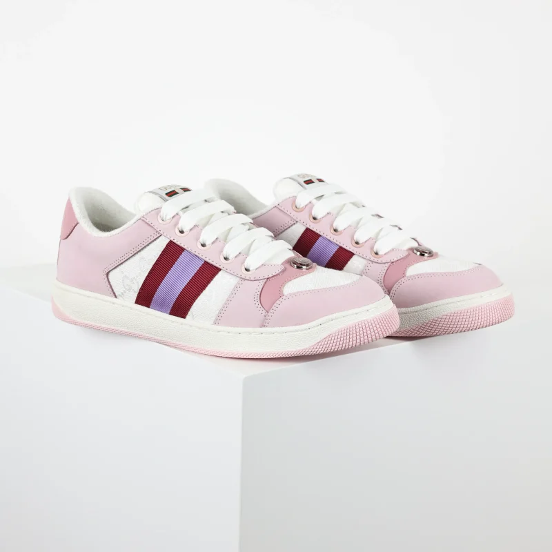 GG enamel buckle distressed sneakers in a gradient purple finish