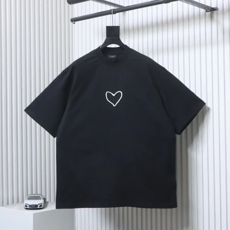Silicone Heart Logo Combed Cotton T-Shirt