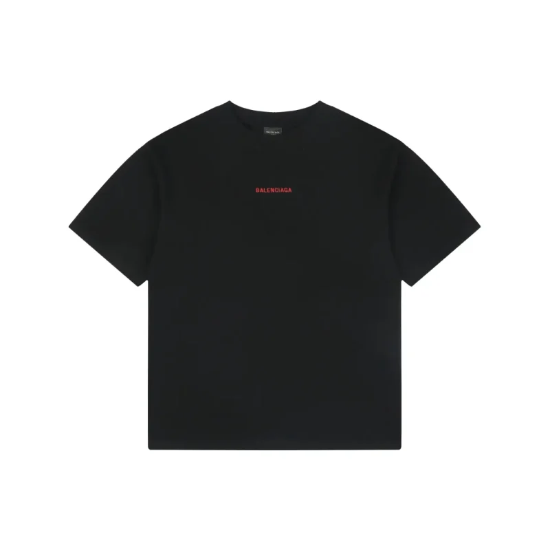 Small Front Big Back Red Logo Cotton T-Shirt