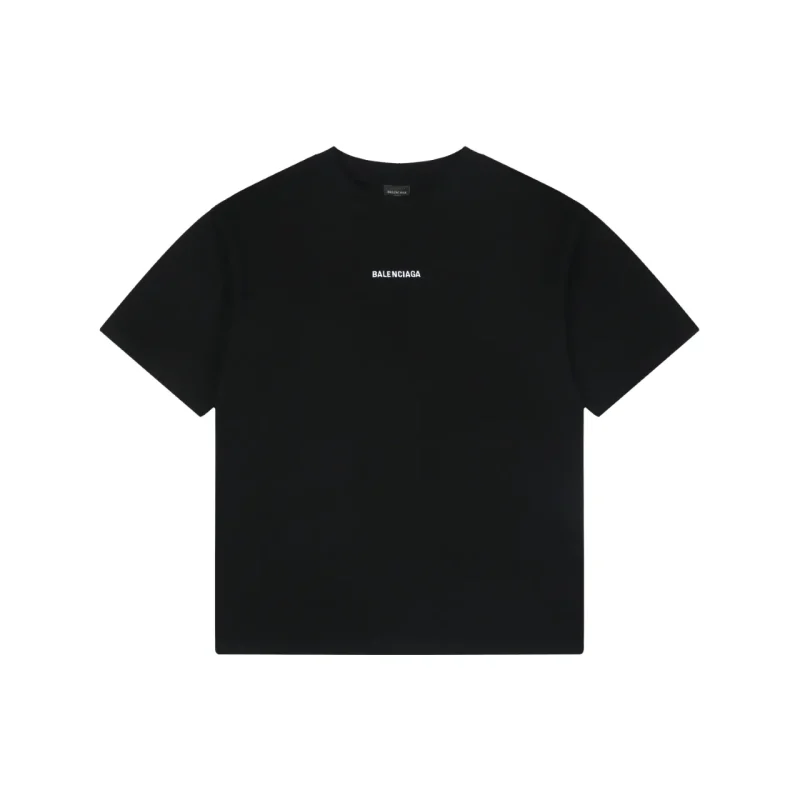 Small Front Big Back White Logo Cotton T-Shirt