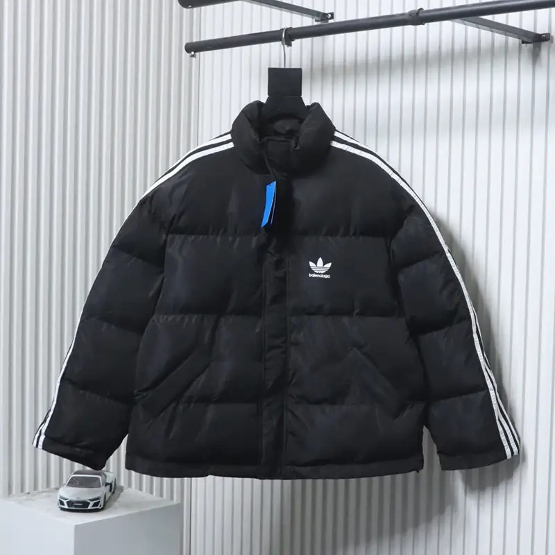 Three-Stripe Cocoon-Shaped Cotton Jacket